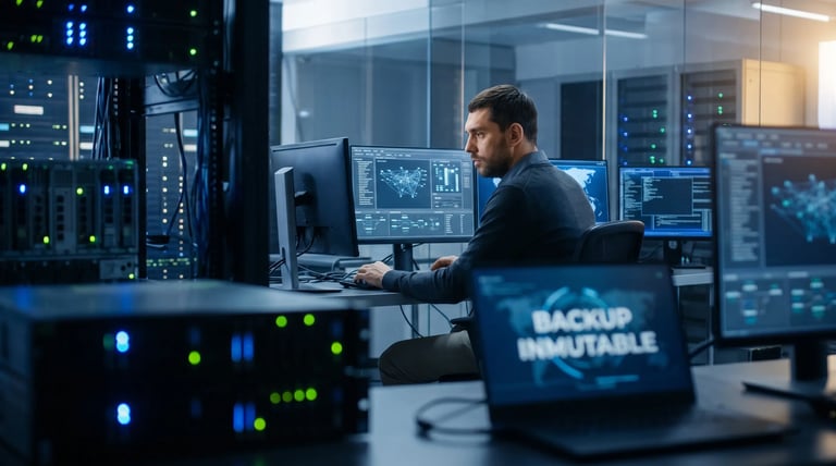 Persona realizando servicios de backup
