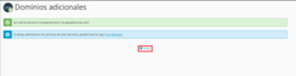 Cómo añadir un nuevo dominio en cPanel — captura 4