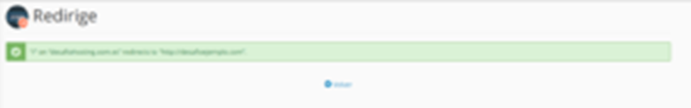 Cómo crear una redirección desde cPanel — captura 4
