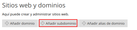 Cómo añadir un subdominio en Plesk — captura 1