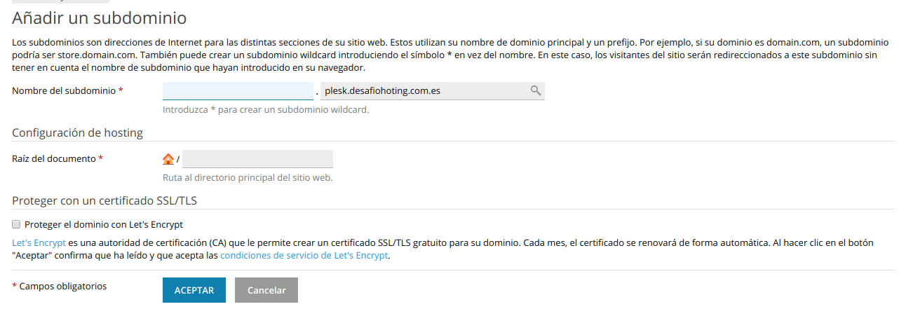 Cómo añadir un subdominio en Plesk — captura 2