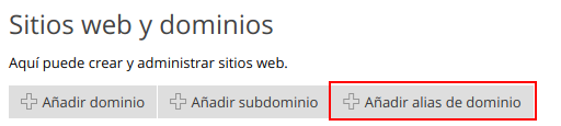 Cómo crear un alias de dominio en Plesk — captura 1