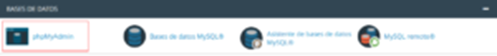 Cómo usar phpMyAdmin en cPanel — captura 1
