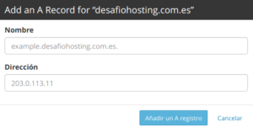 Cómo crear o editar un registro DNS en cPanel — captura 3
