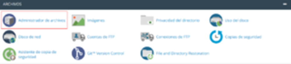 Administrador de archivos en cPanel — captura 1