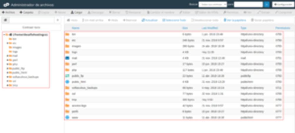 Administrador de archivos en cPanel — captura 2