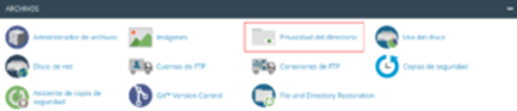 Cómo crear un directorio con contraseña en cPanel — captura 1