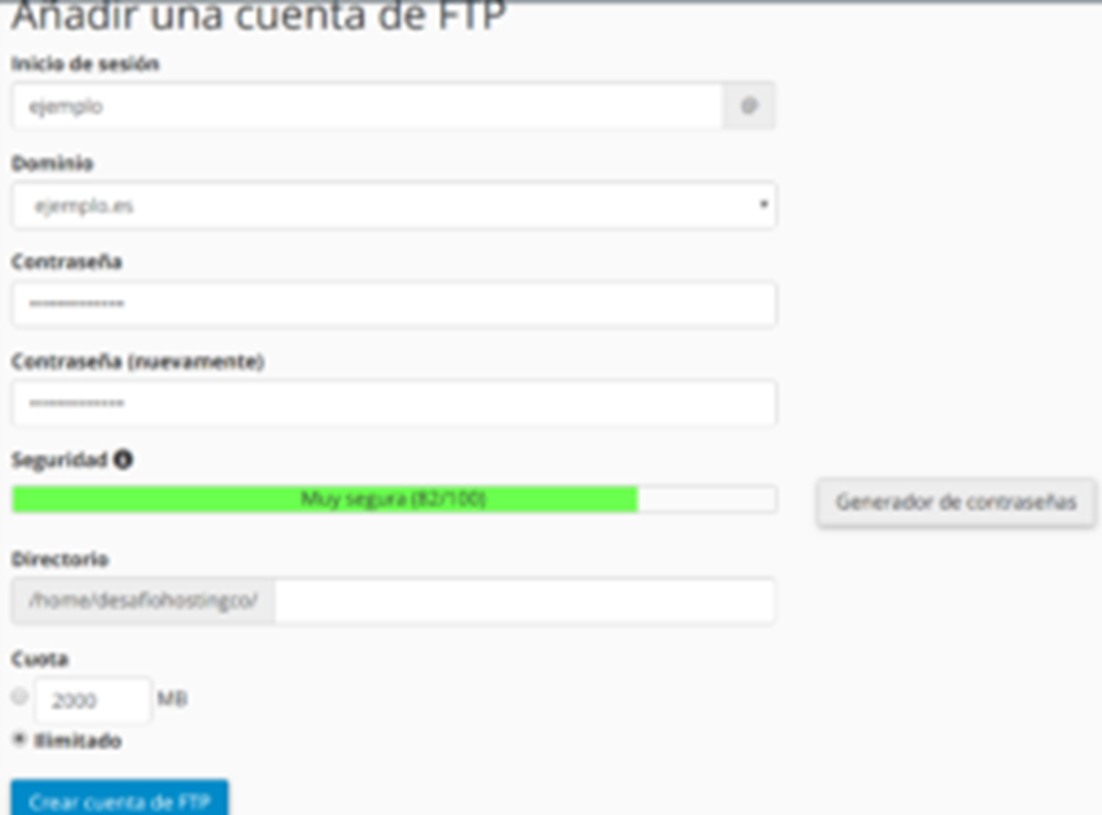 Cómo crear una cuenta FTP en cPanel — captura 2