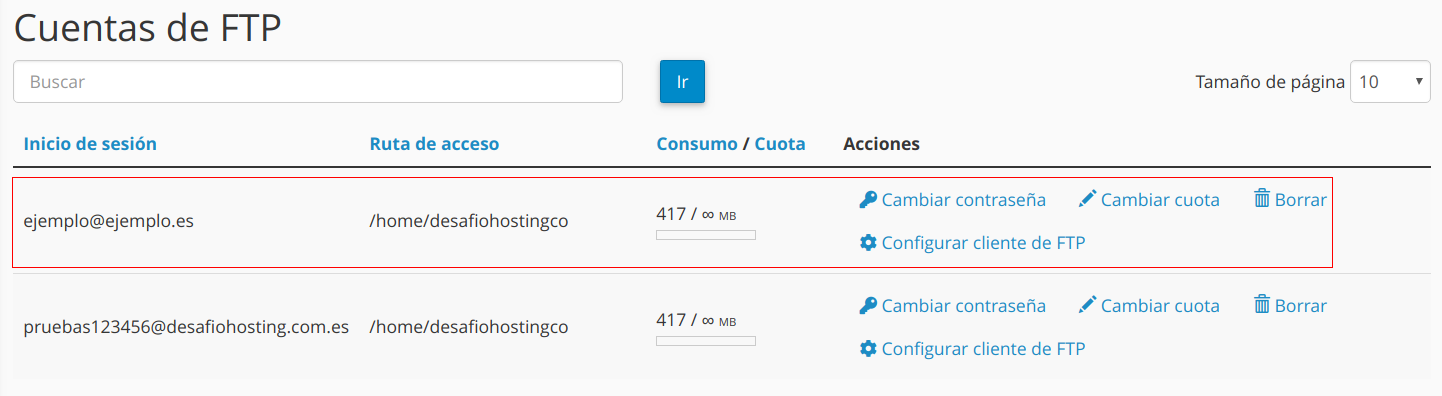 Cómo crear una cuenta FTP en cPanel — captura 3
