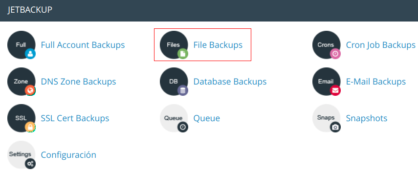 Copias de seguridad en cPanel con JetBackup — captura 6