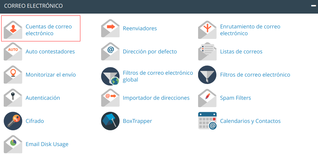 Cómo crear una cuenta de correo electrónico en cPanel — captura 1