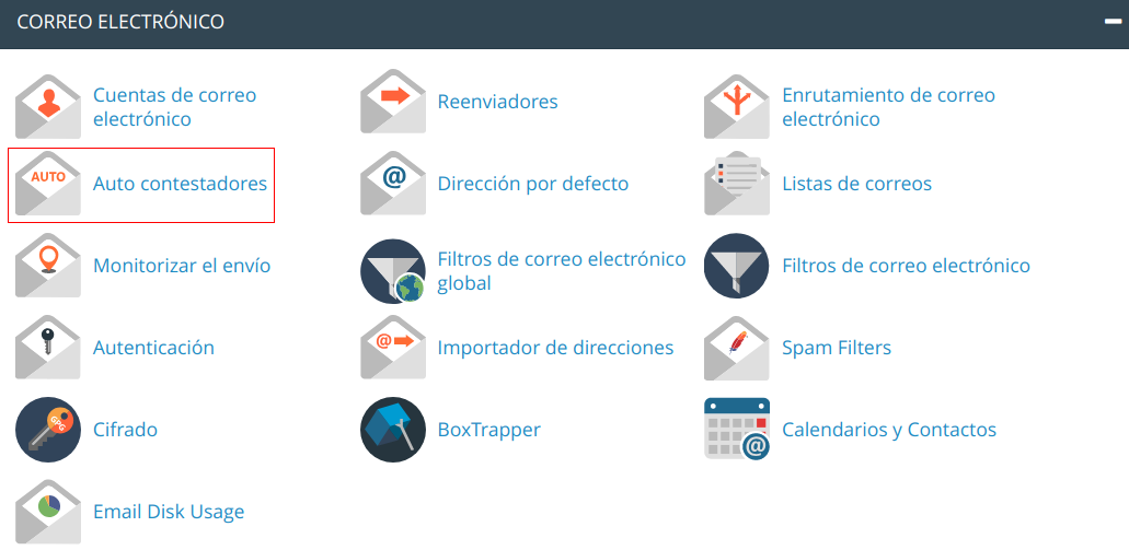 Cómo configurar autorespondedores en cPanel — captura 1