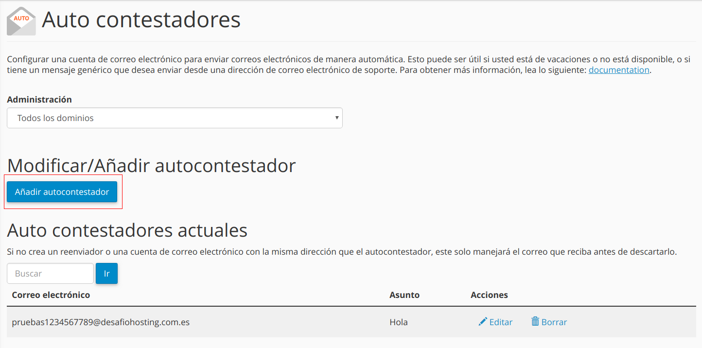 Cómo configurar autorespondedores en cPanel — captura 2