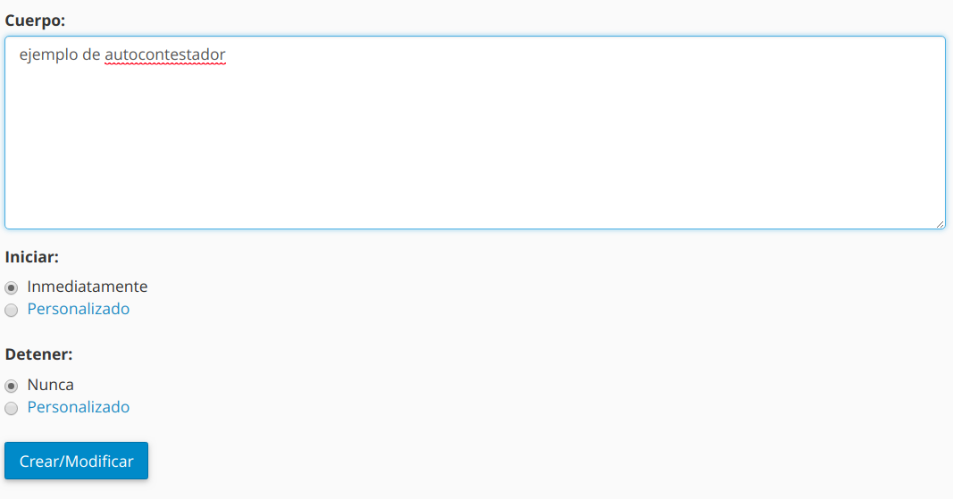 Cómo configurar autorespondedores en cPanel — captura 4