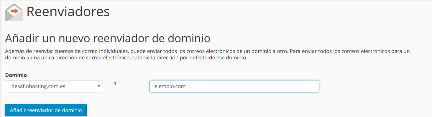 Cómo configurar reenviadores en cPanel — captura 4