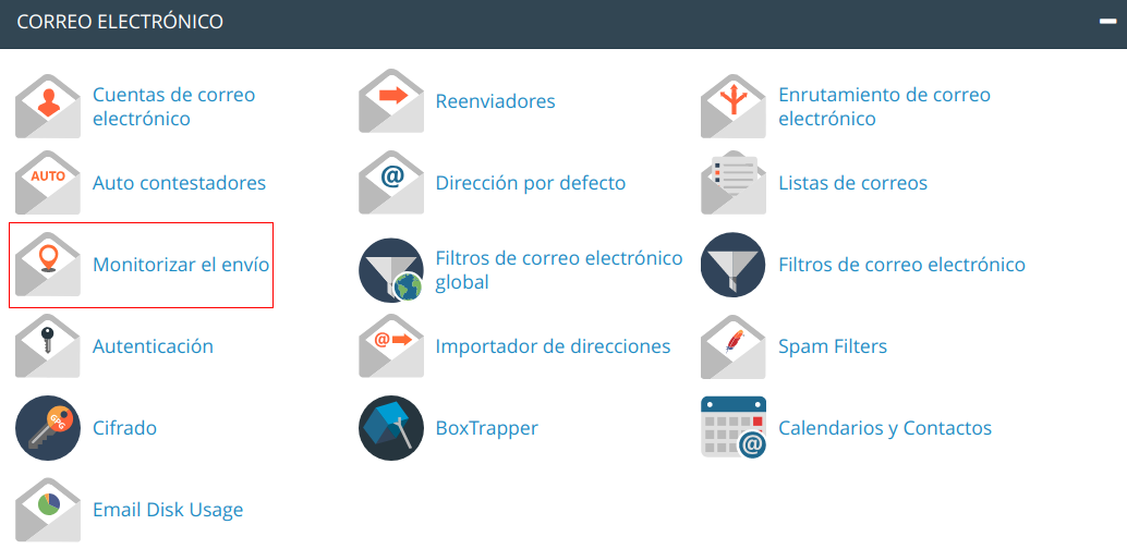 Seguimiento de entrega de correos en cPanel — captura 1