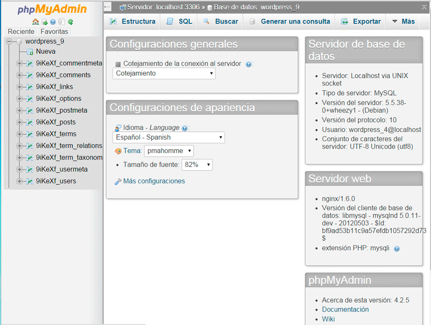 Cómo acceder a phpMyAdmin en Plesk — captura 2
