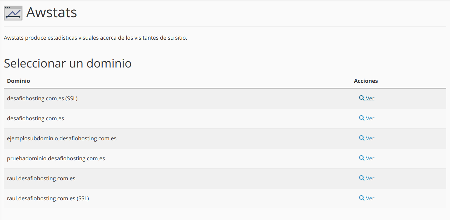 Cómo revisar las estadísticas de AWStats en cPanel — captura 2