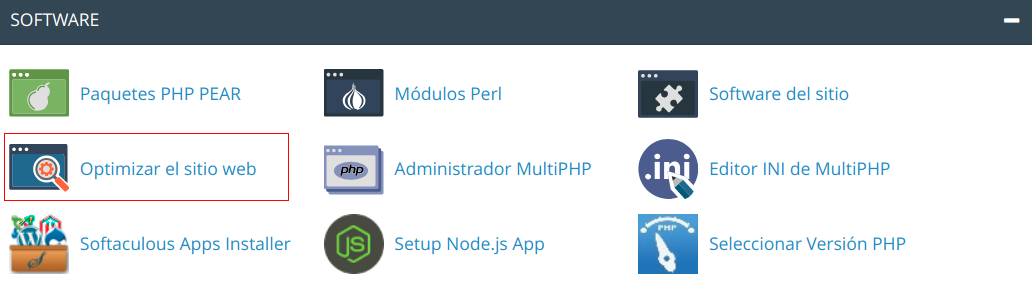 Activar Deflate o GZIP en cPanel — captura 1