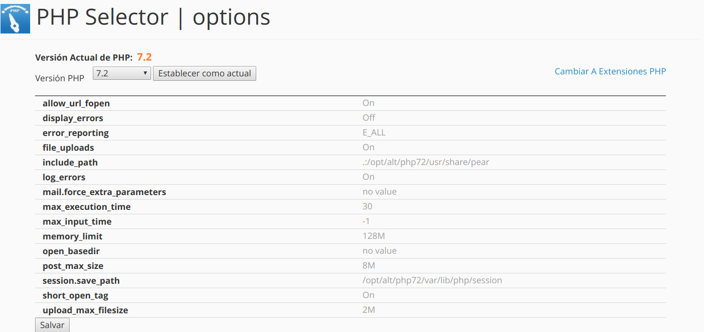 Configurar variables y límites de PHP desde cPanel — captura 3