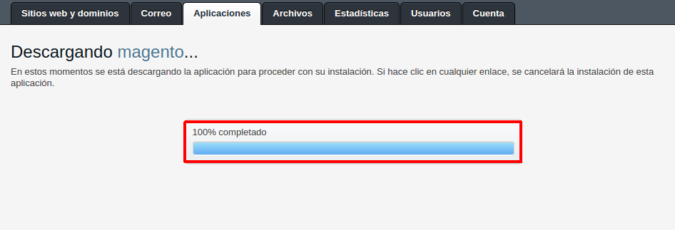 Cómo instalar la tienda virtual Magento automáticamente en Plesk — captura 4