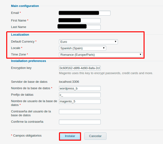 Cómo instalar la tienda virtual Magento automáticamente en Plesk — captura 7