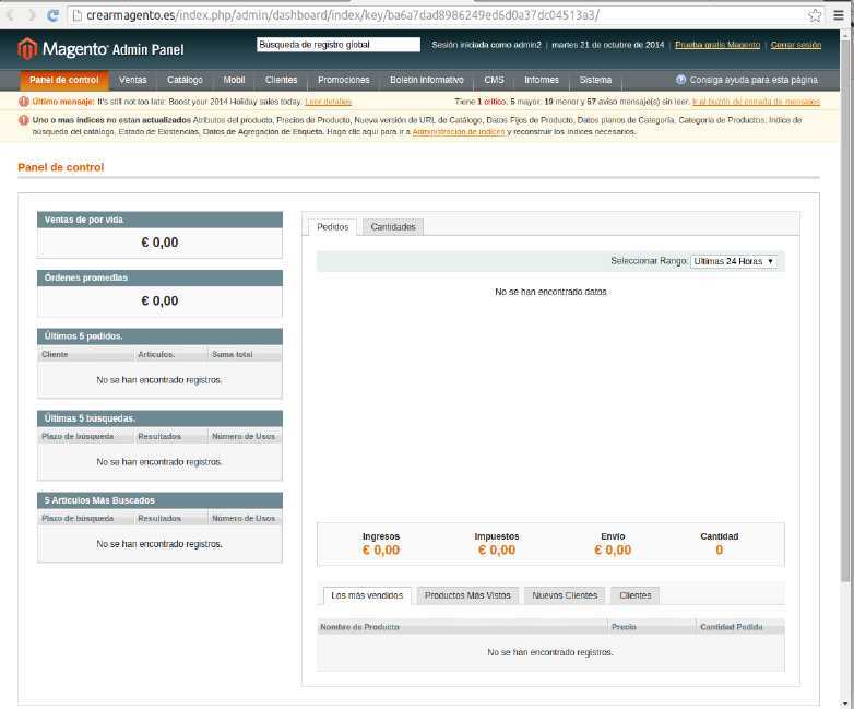 Cómo acceder a la administración de Magento en Plesk — captura 4