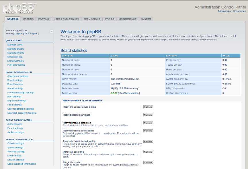Cómo crear un foro phpBB automáticamente en Plesk — captura 7