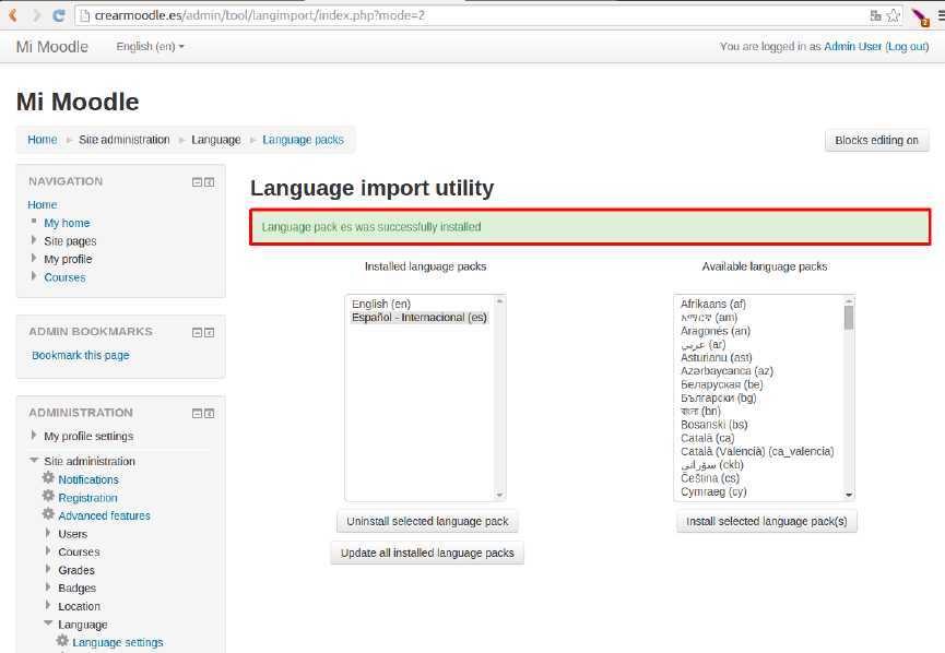 Cómo instalar Moodle automáticamente en Plesk — captura 10