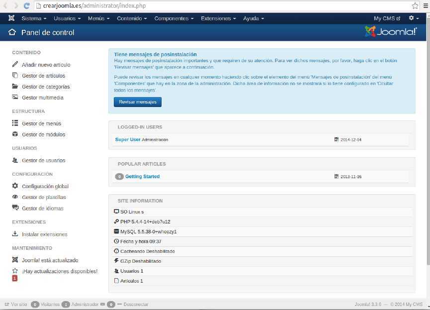 Cómo instalar Joomla automáticamente en Plesk — captura 10