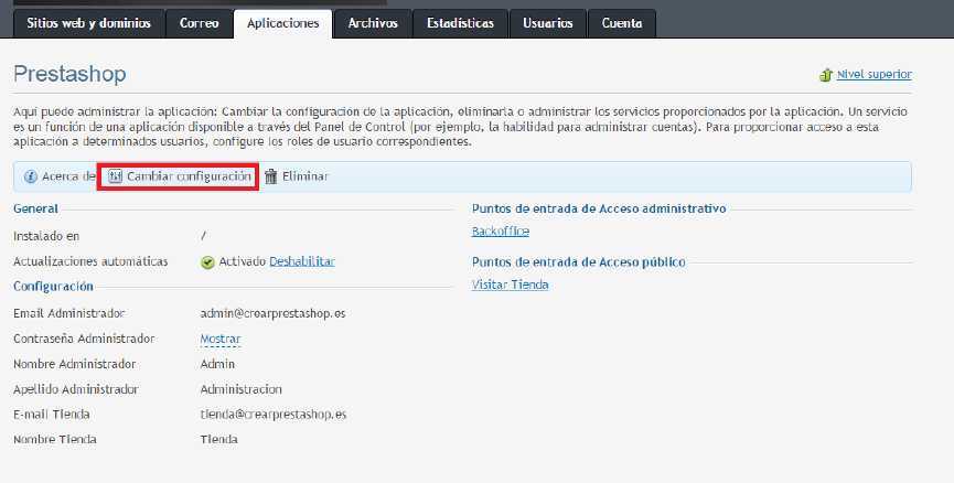 Cómo administrar aplicaciones en Plesk — captura 4