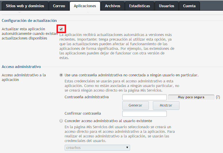 Cómo administrar aplicaciones en Plesk — captura 5