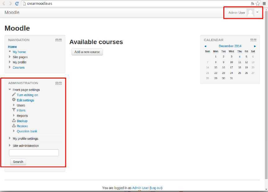 Cómo acceder a la administración de Moodle en Plesk — captura 2