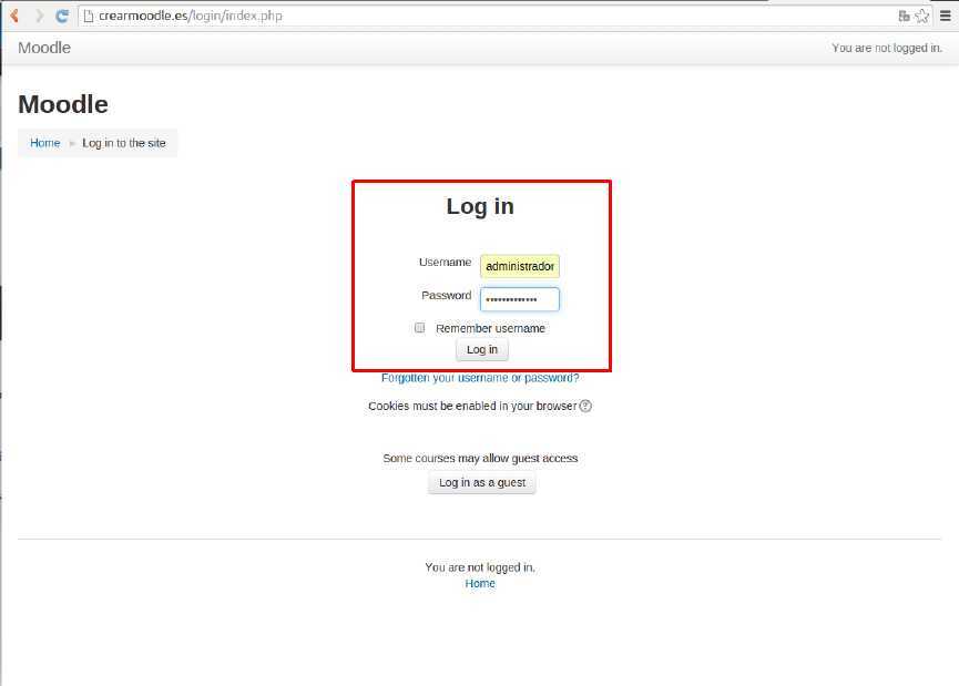 Cómo acceder a la administración de Moodle en Plesk — captura 4