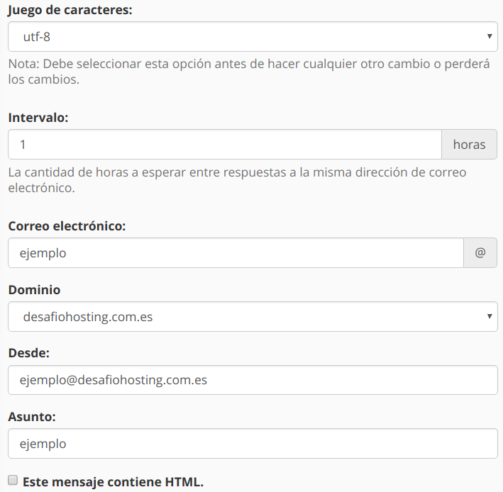 Contenido del correo respuesta