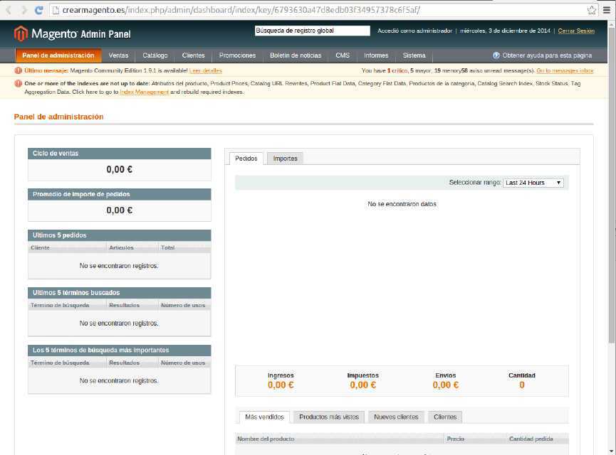administración en Magento