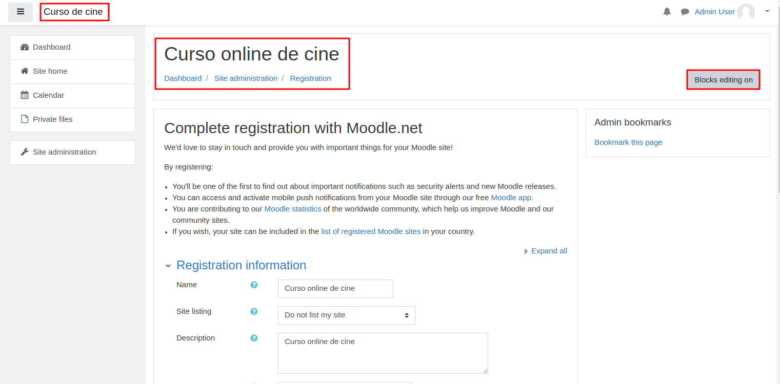 Así es nuestro Moodle por defecto